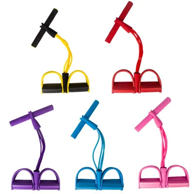 4-Tube Pedal Pull Rope Elastic Resistance Band for Home Fitness