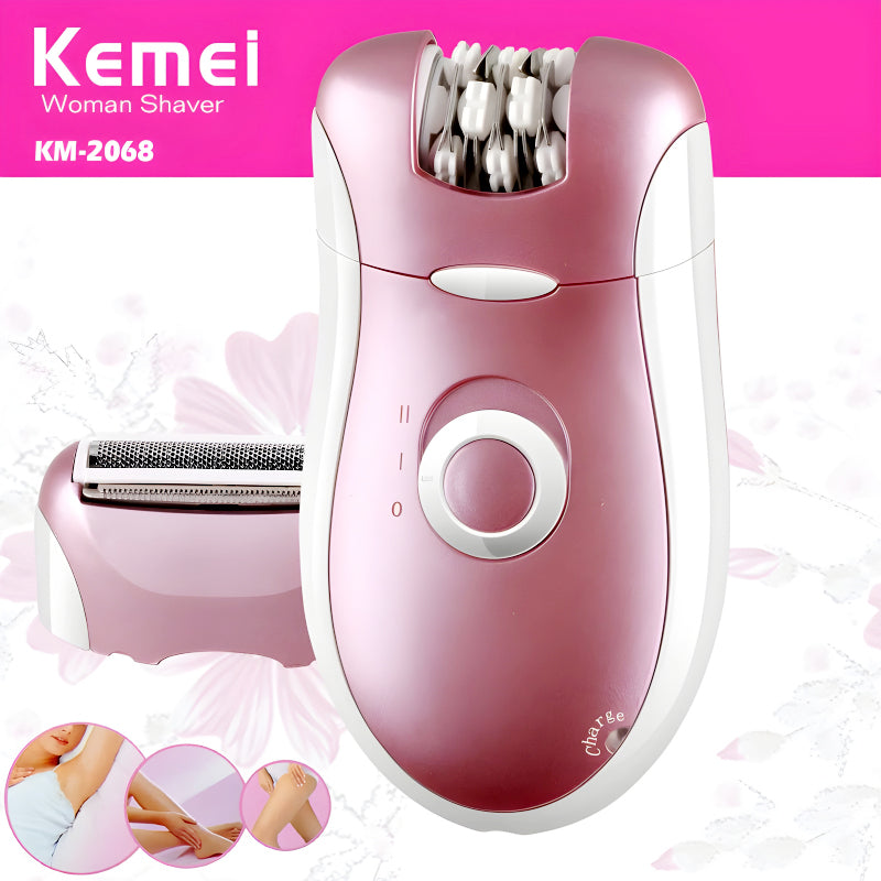 KM-2068 Kemei 2-In-1 High-Quality Electric Rechargeable Shaver Epilator For Women